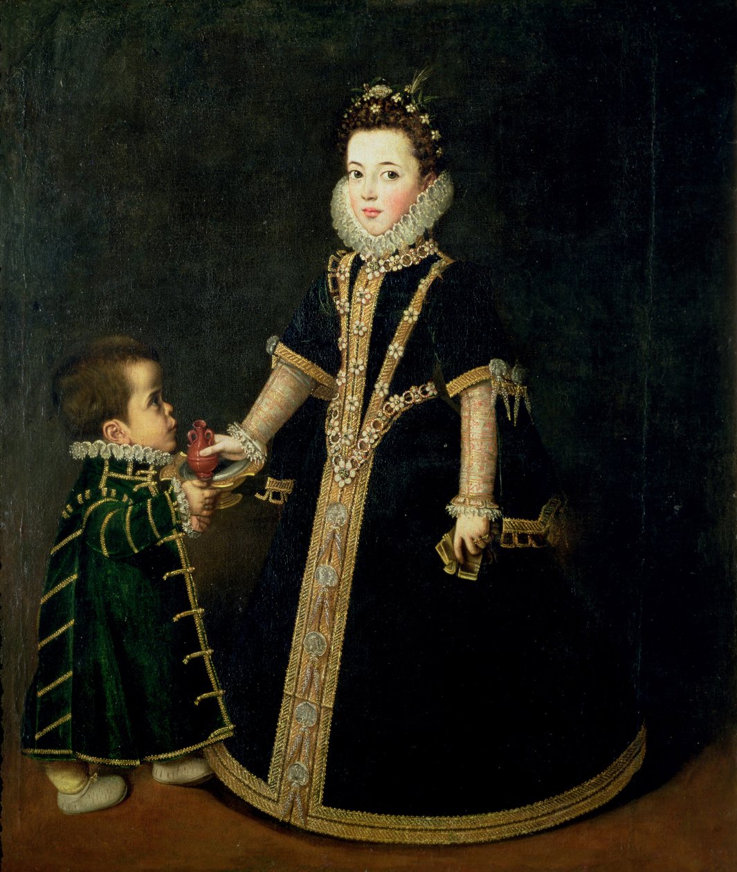 Girl with a Dwarf, Thought to be a Portrait of Margarita of Savoy, c.1595 by Sofonisba Anguissola