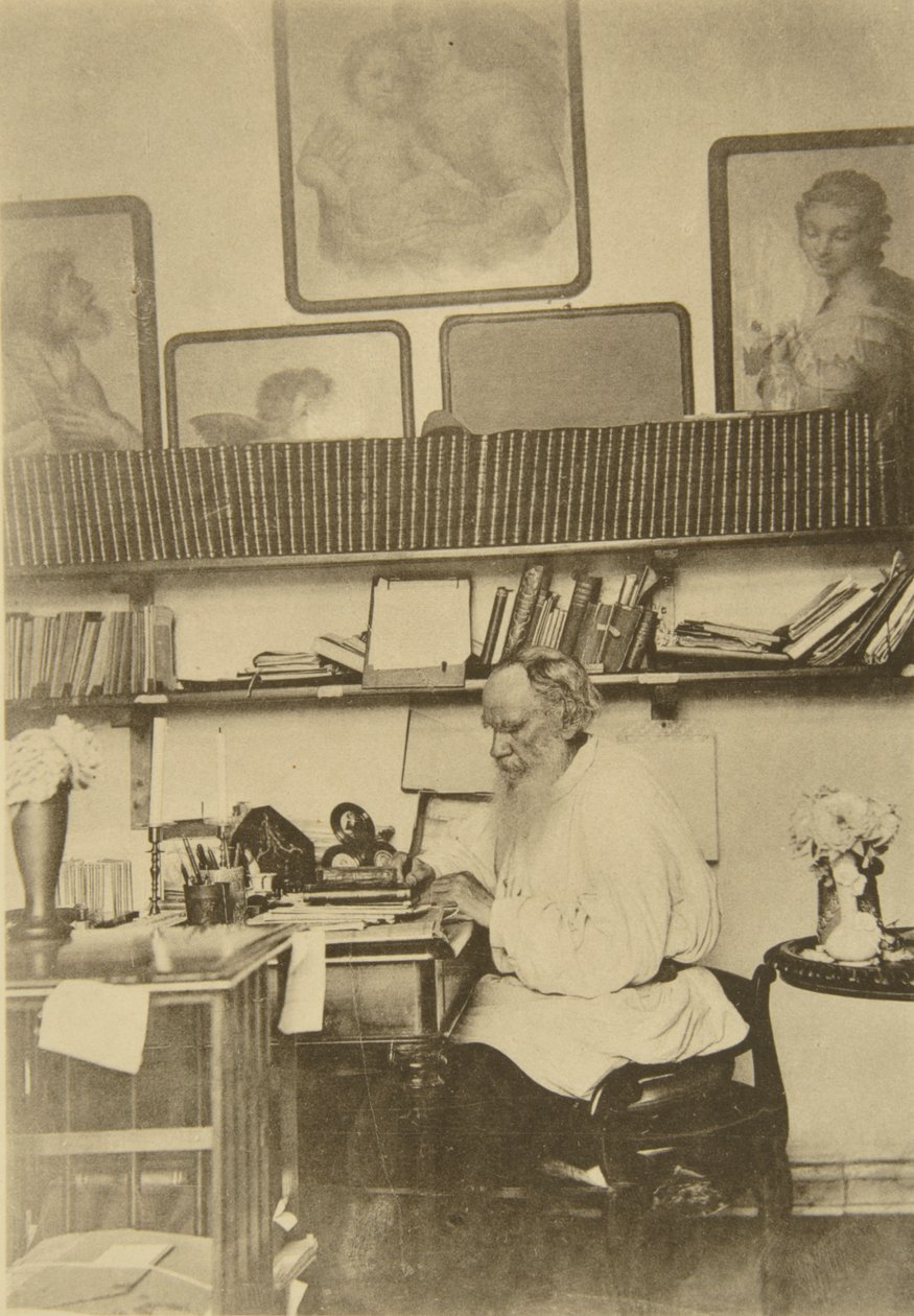 Russian Author Leo Tolstoy at Work by Sophia Andreevna Tolstaya