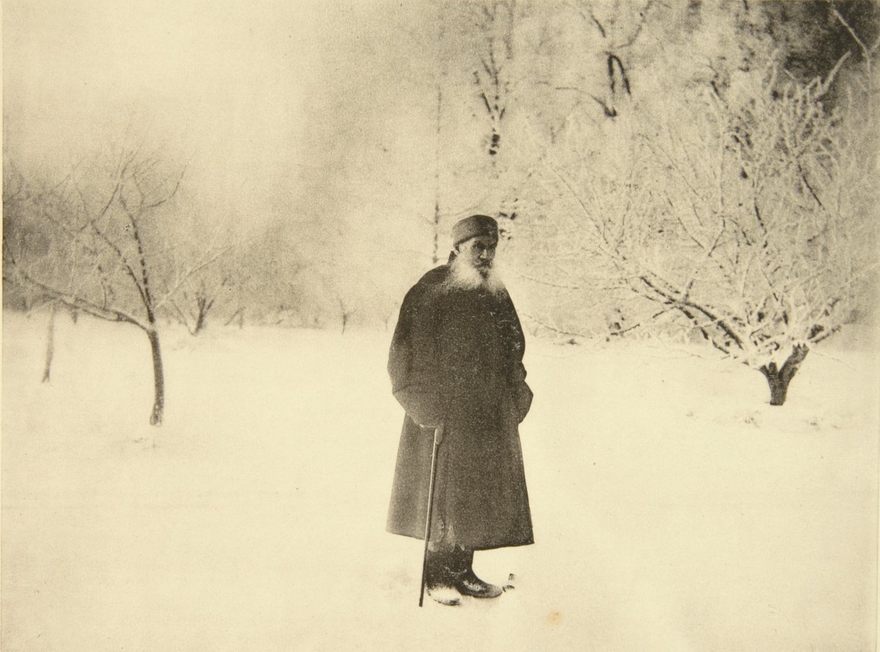 Russian Author Leo Tolstoy Taking a Winter Walk by Sophia Andreevna Tolstaya