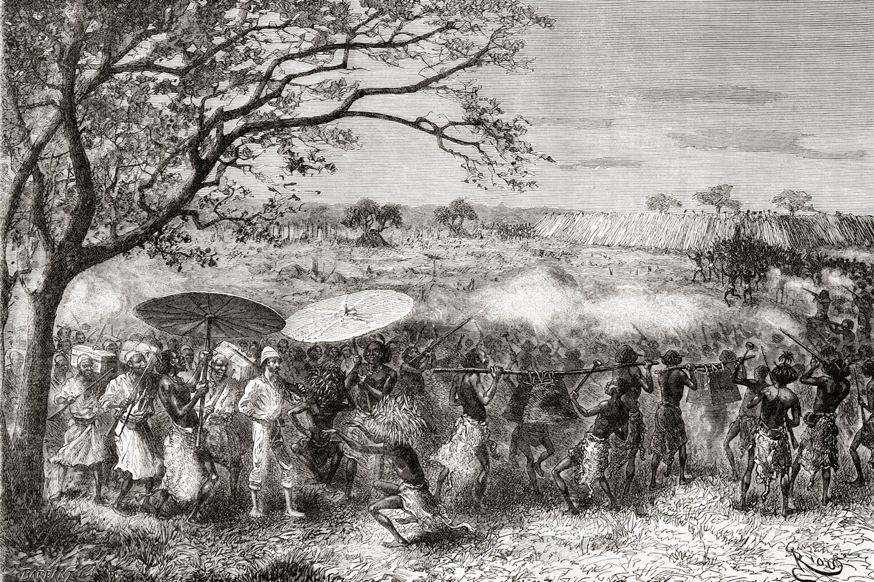 A Congolese Tribe Accompany Explorer Pietro Paolo Savorgnan di Brazza and His Expedition to Their Village, from 