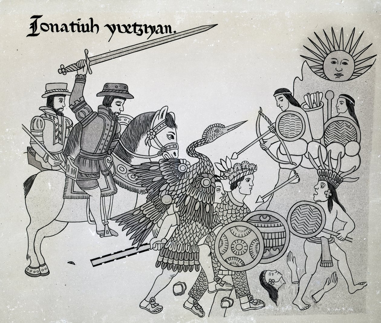 Fight between the Spanish and the Aztecs, plate from 