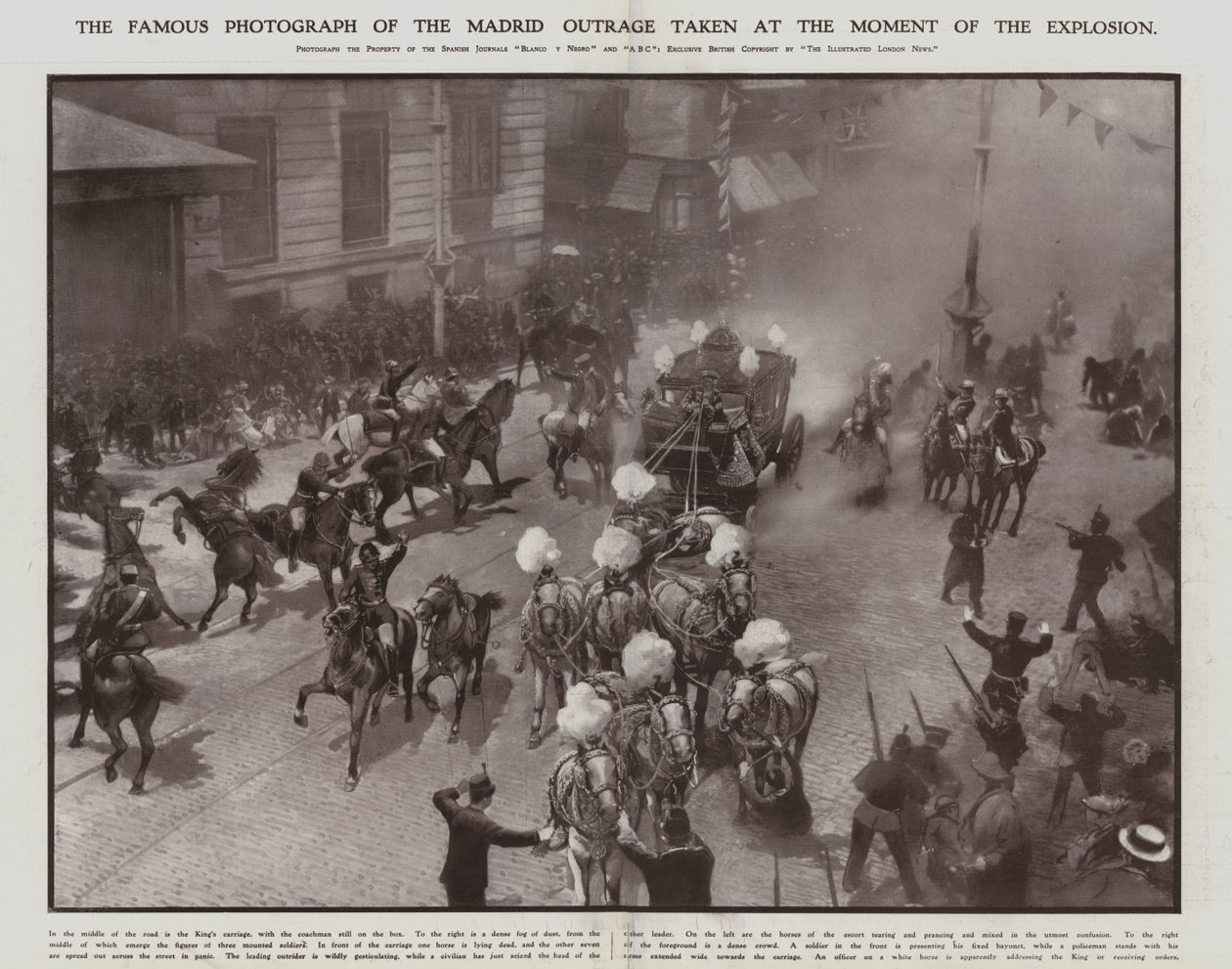Assassination Attempt Against King Alfonso XIII and Queen Victoria Eugenie of Spain on Their Wedding Day, Madrid, 31 May 1906 by Spanish Photographer