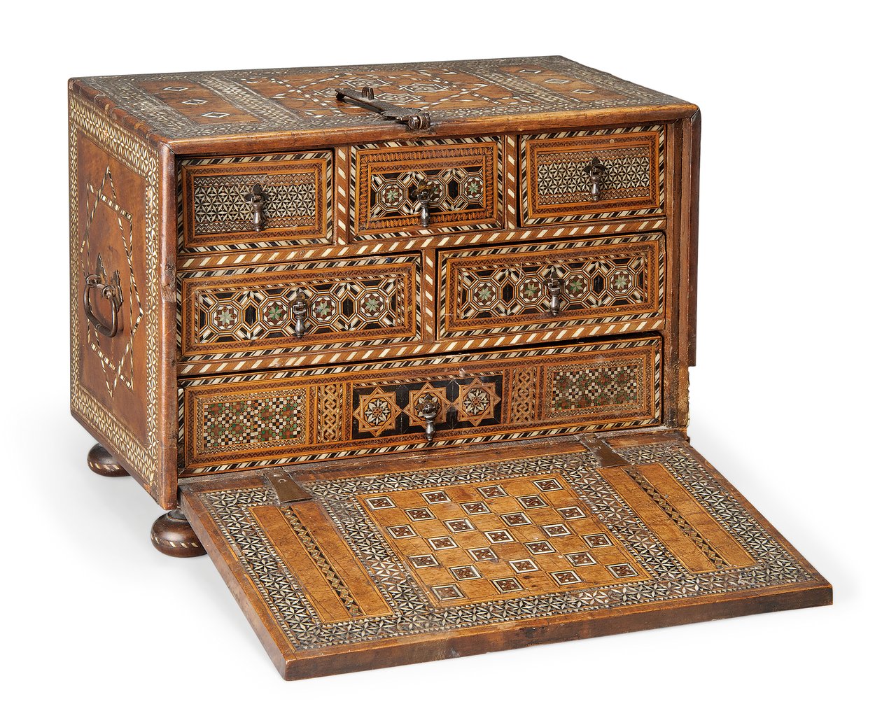 A Fine Nasrid or Post-Nasrid Fall-Front Wooden Cabinet by Spanish School