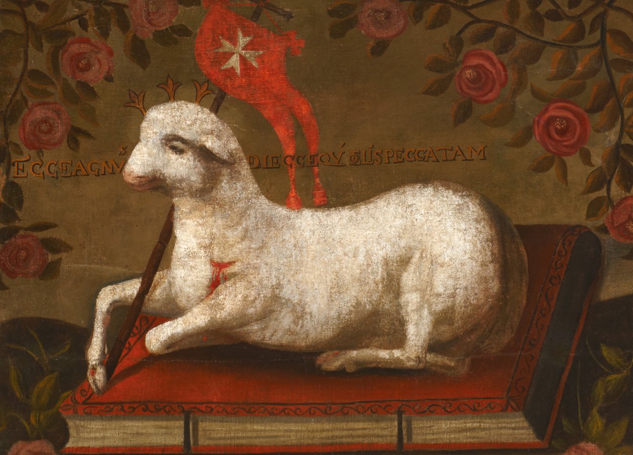 Agnus Dei with banner of the Order of St. John  by Spanish School