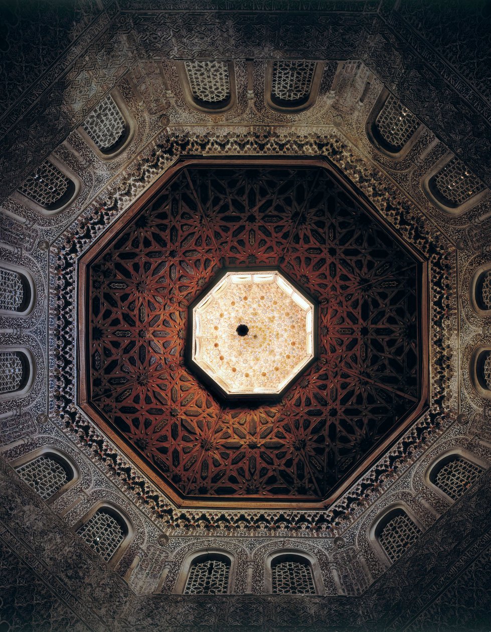 Ceiling of the Madrasa of Granada, Spain, built in 1349 by Spanish School