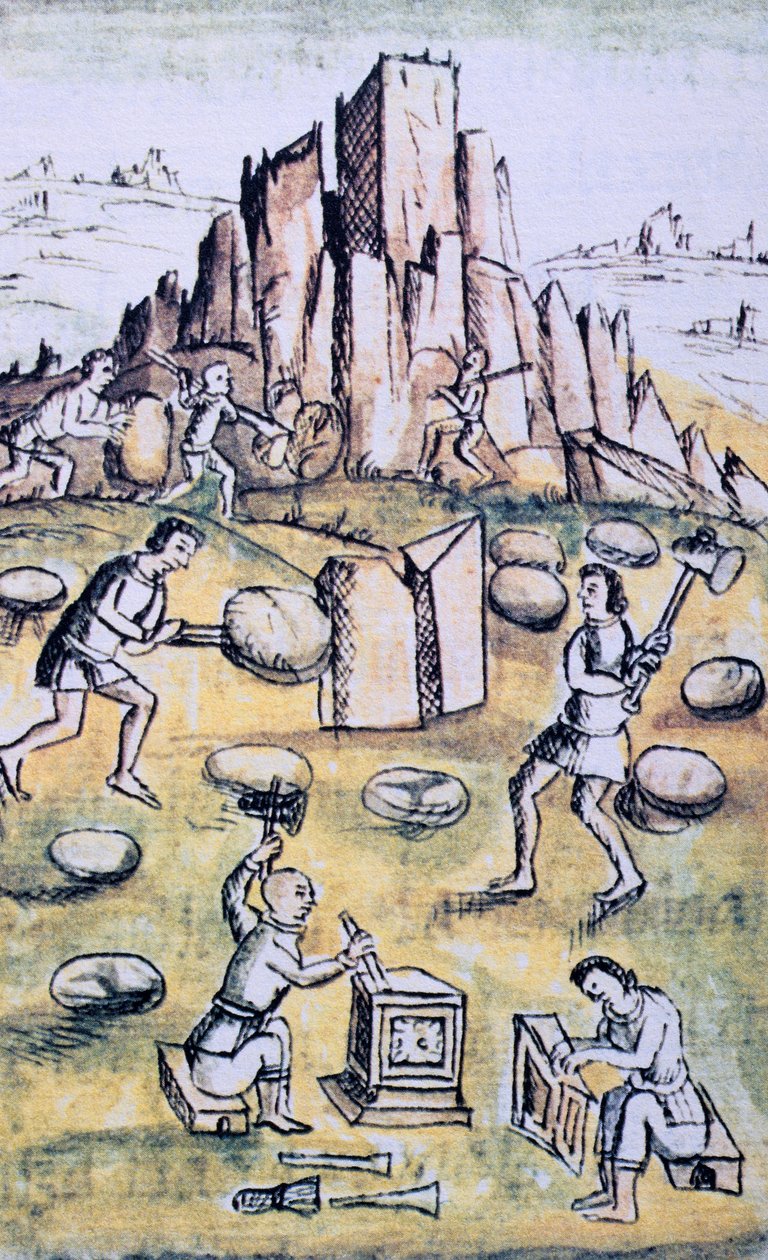 Codex of the conquest of Mexico: Stone work by Spanish School