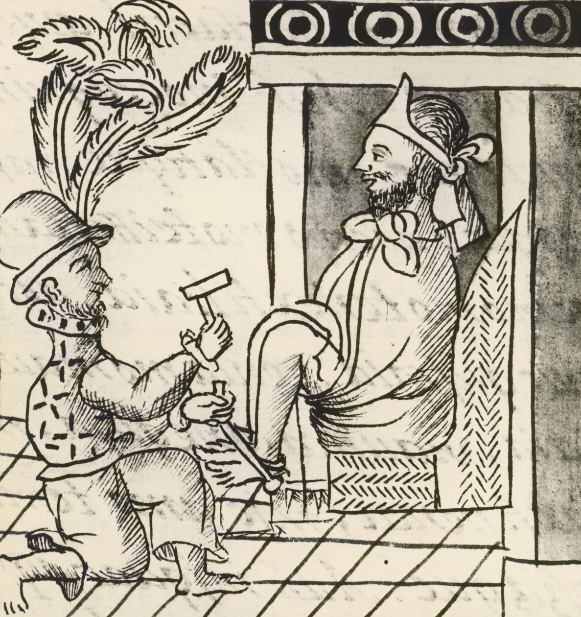 Codex of the Conquest of Mexico: Outbreak of War, The Aztec Emperor Montezuma Put in Irons by Spanish School