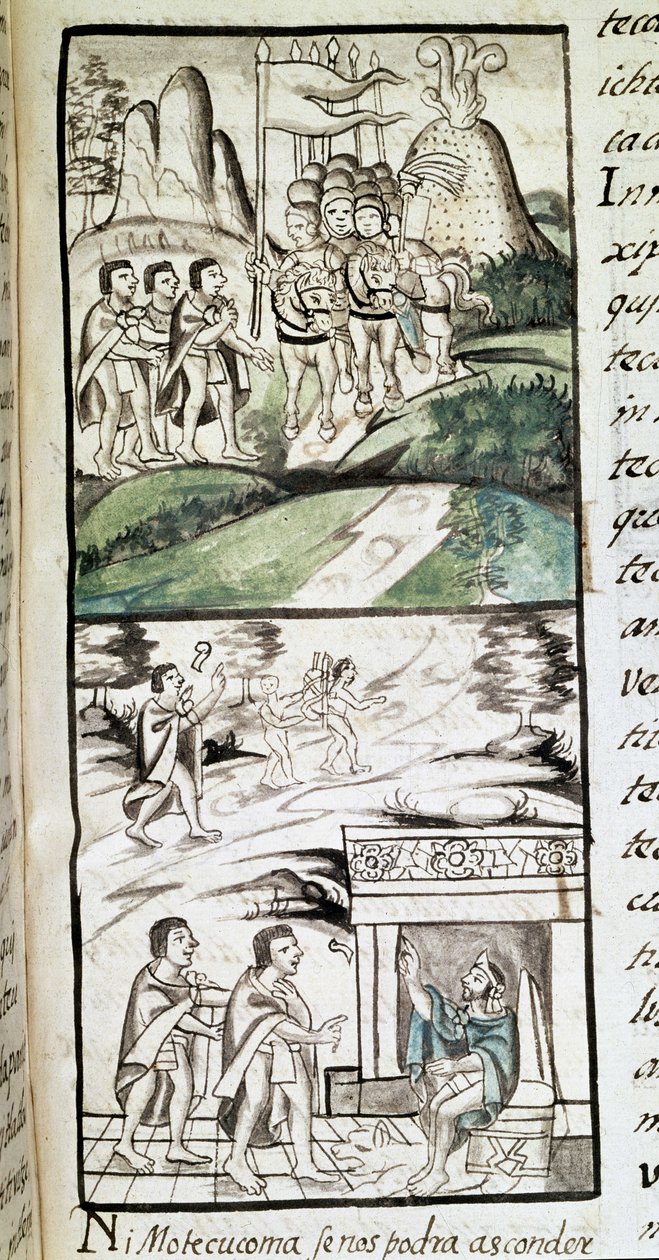 Codex of the Conquest of Mexico: The Emissaries of Montezuma Meeting the Spanish by Spanish School