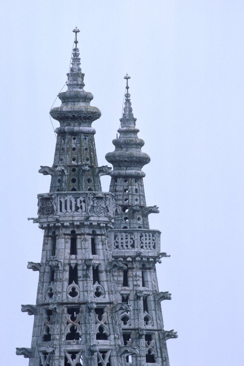 Detail of the belltower spires by Spanish School