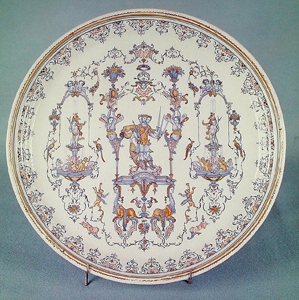 Dish Decorated with Grotesques, from Alcora by Spanish School
