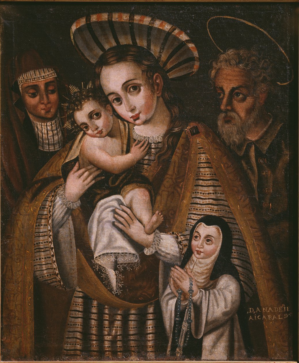 Ex voto, Holy Family with St. Anne and the nun of the Abbey, Ana de Ibaizabal by Spanish School