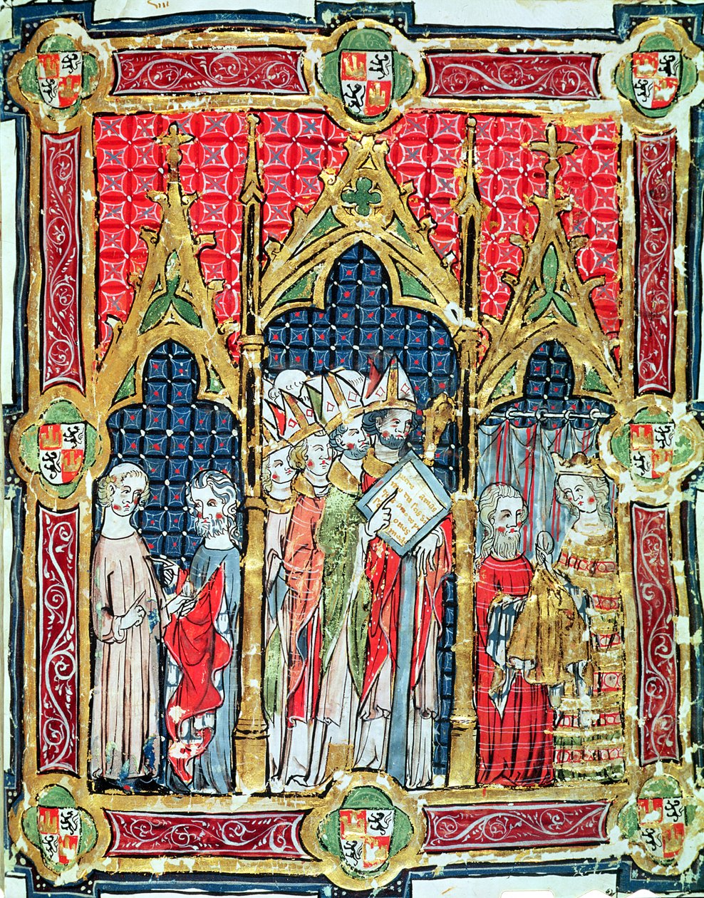Coronation of the Kings of Aragon and Castille: Alfonso VII Offering Golden Bread in the Presence of the Archbishop of Toledo, from the Libro de los Testamentos by Spanish School