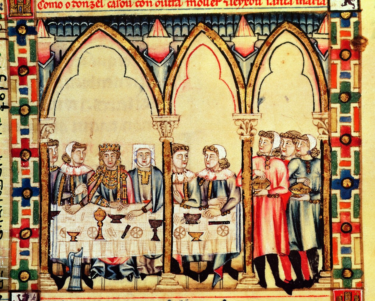 Engagement Banquet, from the manuscript made under the direction of Alfonso X The Wise King of Castille and Leon by Spanish School