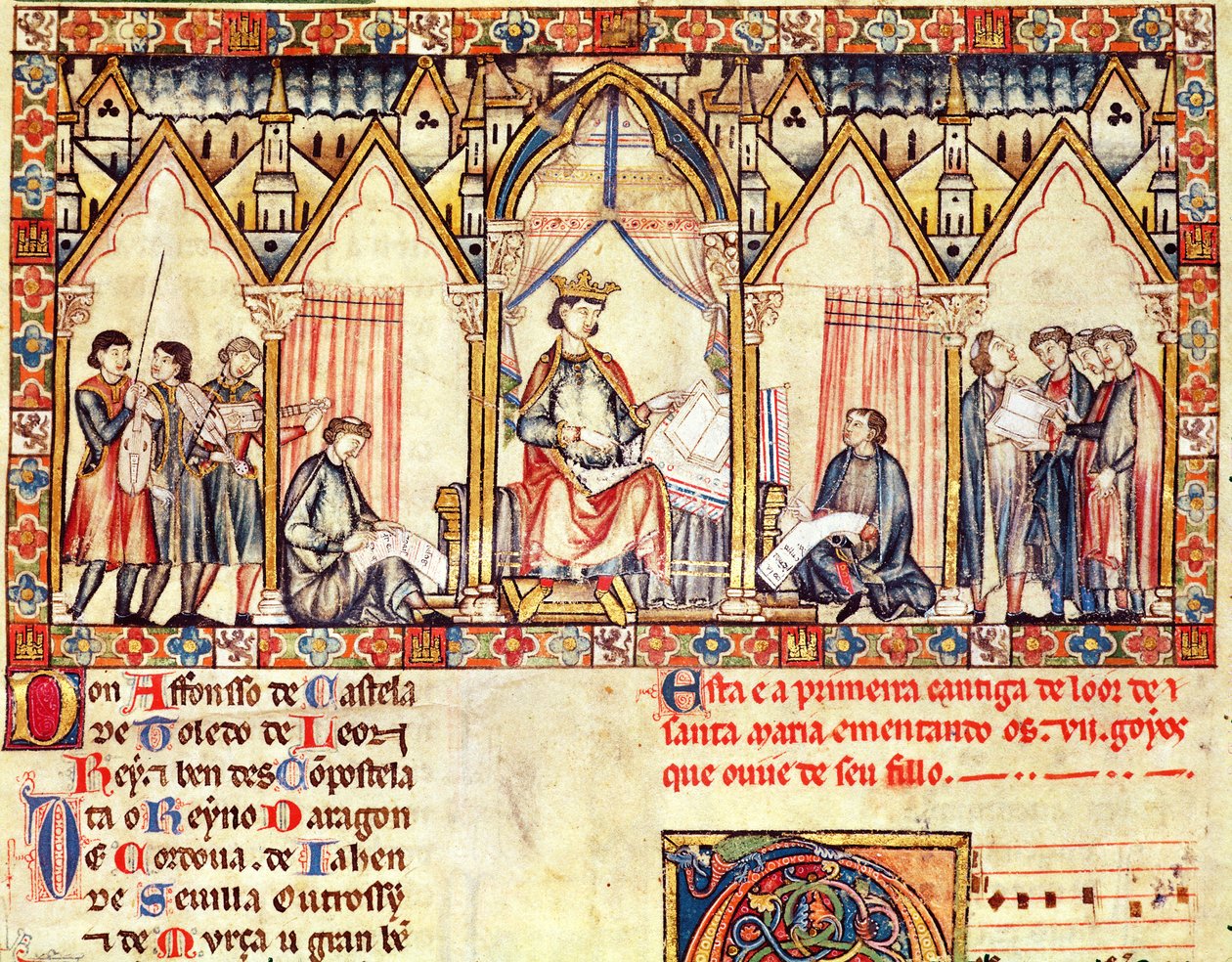 The Court of Alfonso X the Wise, King of Castile and Leon, from the Cantigas de Santa Maria by Spanish School