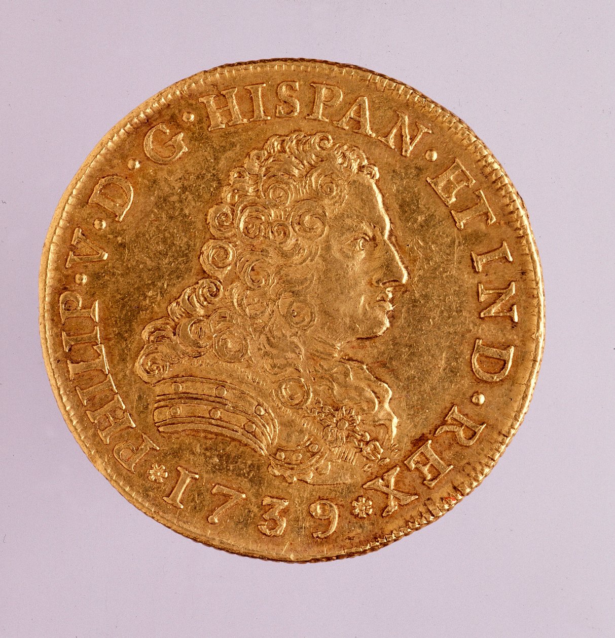 Golden coin (8 ecu) from Spain: reign of Philip V (1700-1746). 1739 Diameter 3.6 cm by Spanish School