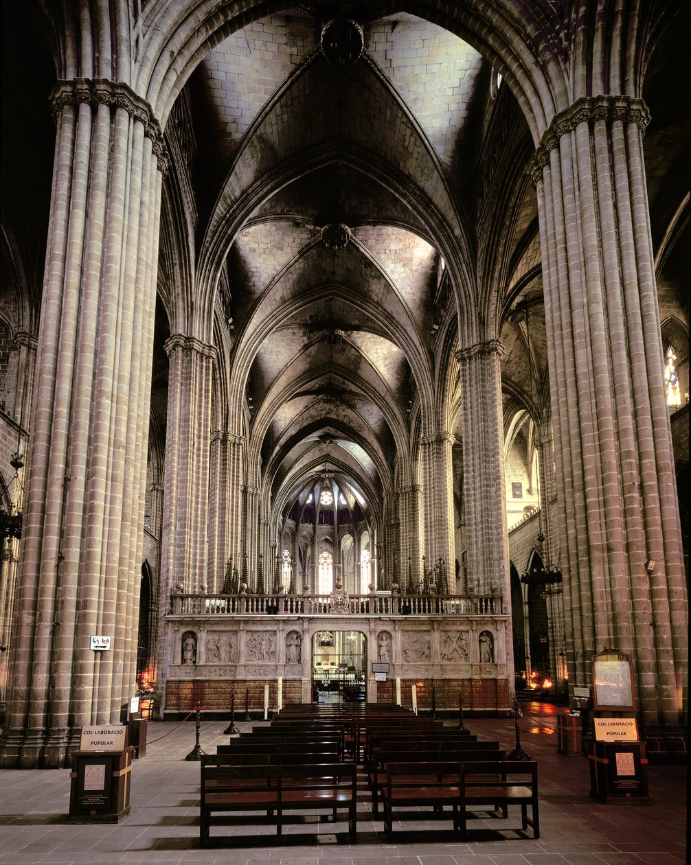 Interior view of the nave, begun 1298 by Spanish School
