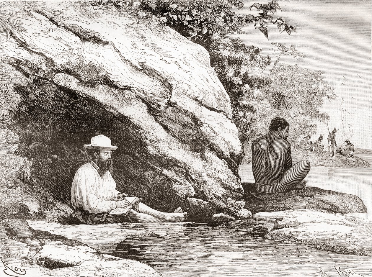 Jules Crevaux in the Shade of a Rock on the Banks of the Oyapock River by Spanish School