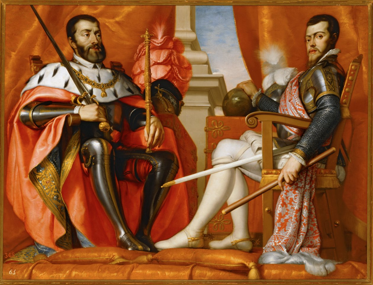Karl V with His Son Philipp II by Spanish School