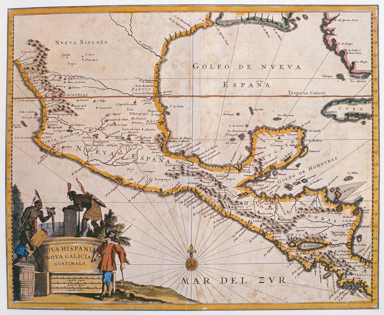 Map of New Spain, New Galicia and Guatemala, 1625 by Spanish School