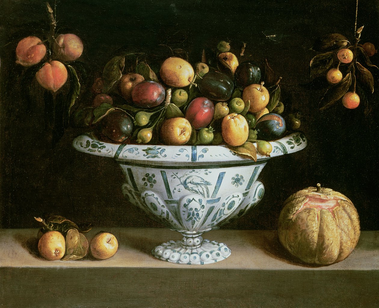 Still Life of Fruit in a Blue and White Bowl, c.1630 by Spanish School