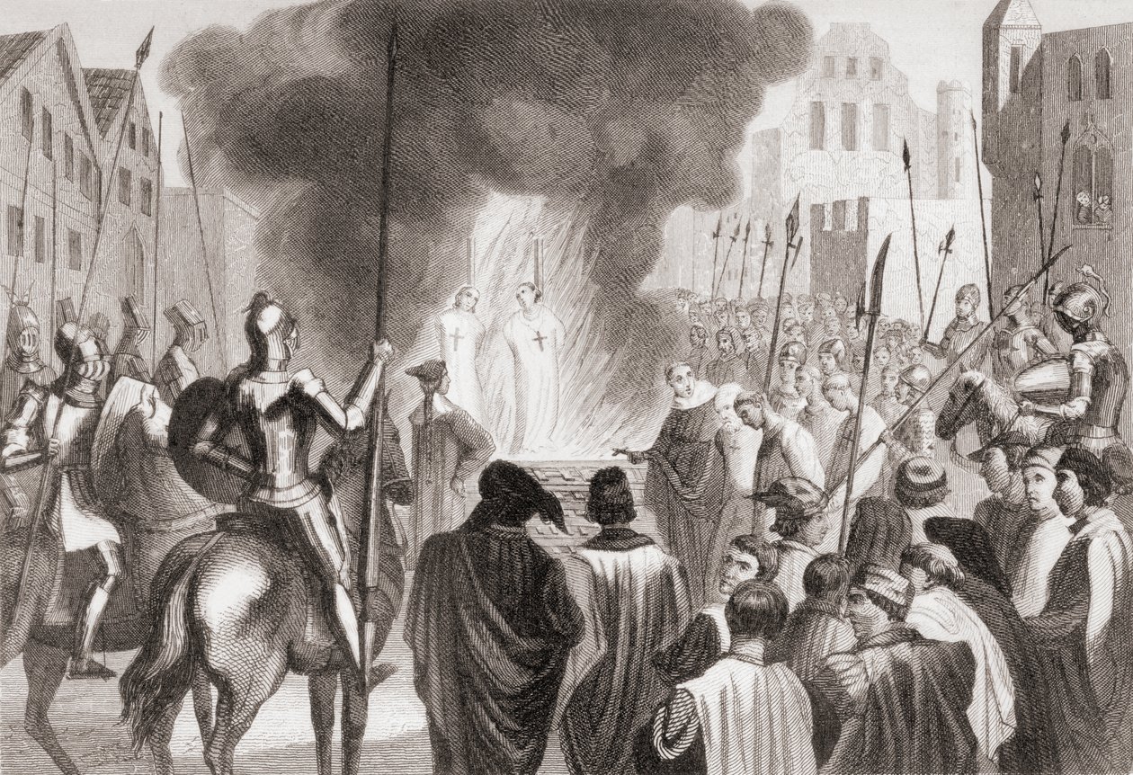 Templars Being Burnt at the Stake by Spanish School