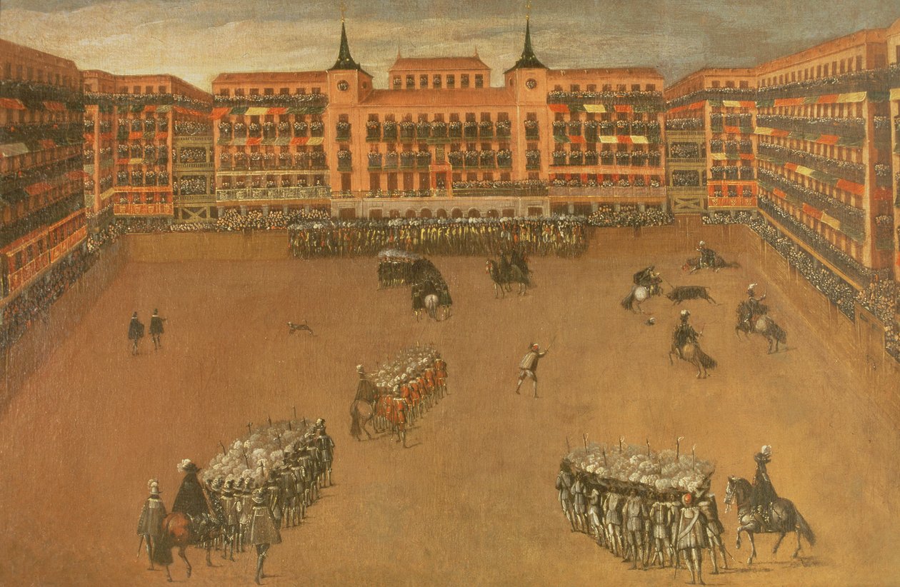 The Main Square in Madrid during the Festival of the Great Bull by Spanish School