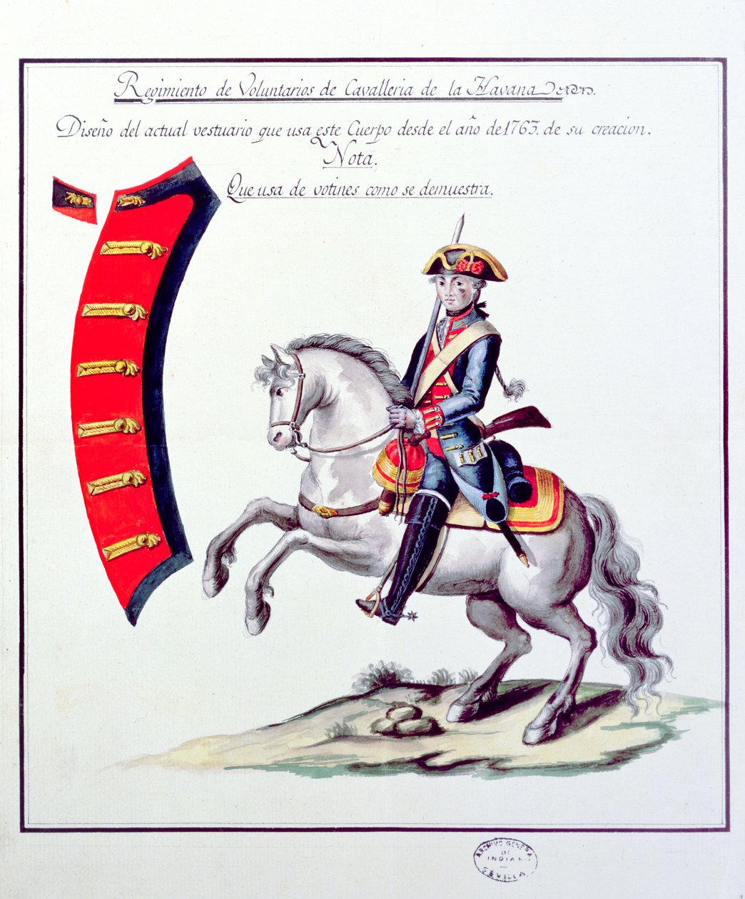 Uniform of the Volunteers of the Havana Cavalry Regiment, 1763 by Spanish School