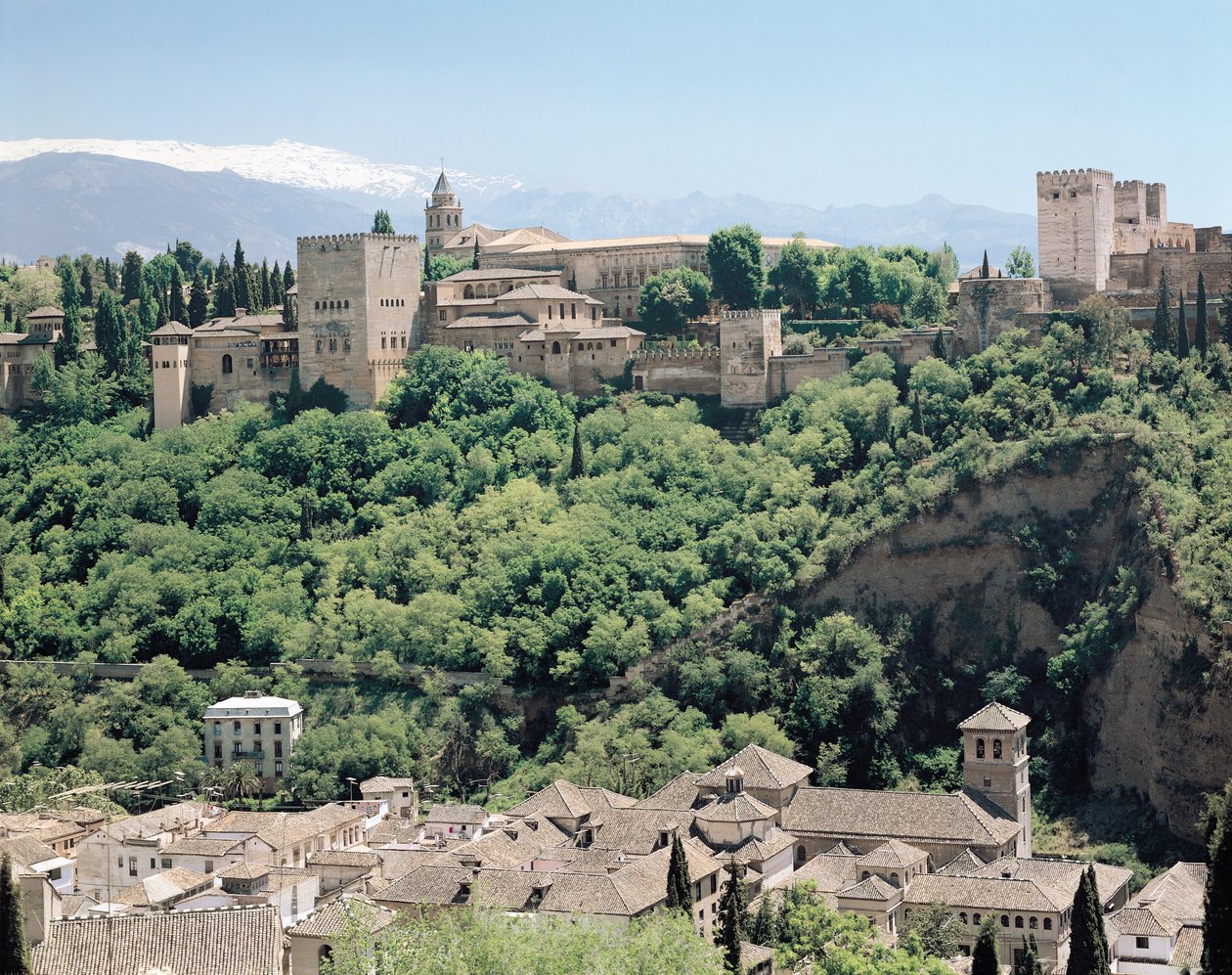 View of the Palace of the Alhambra from the north-east, 14th-16th century by Spanish School
