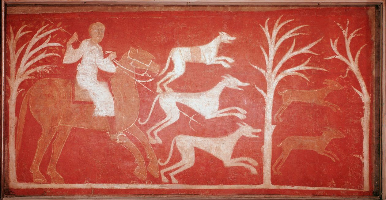 Hunting Scene Depicting Dogs Running After Game by Spanish School