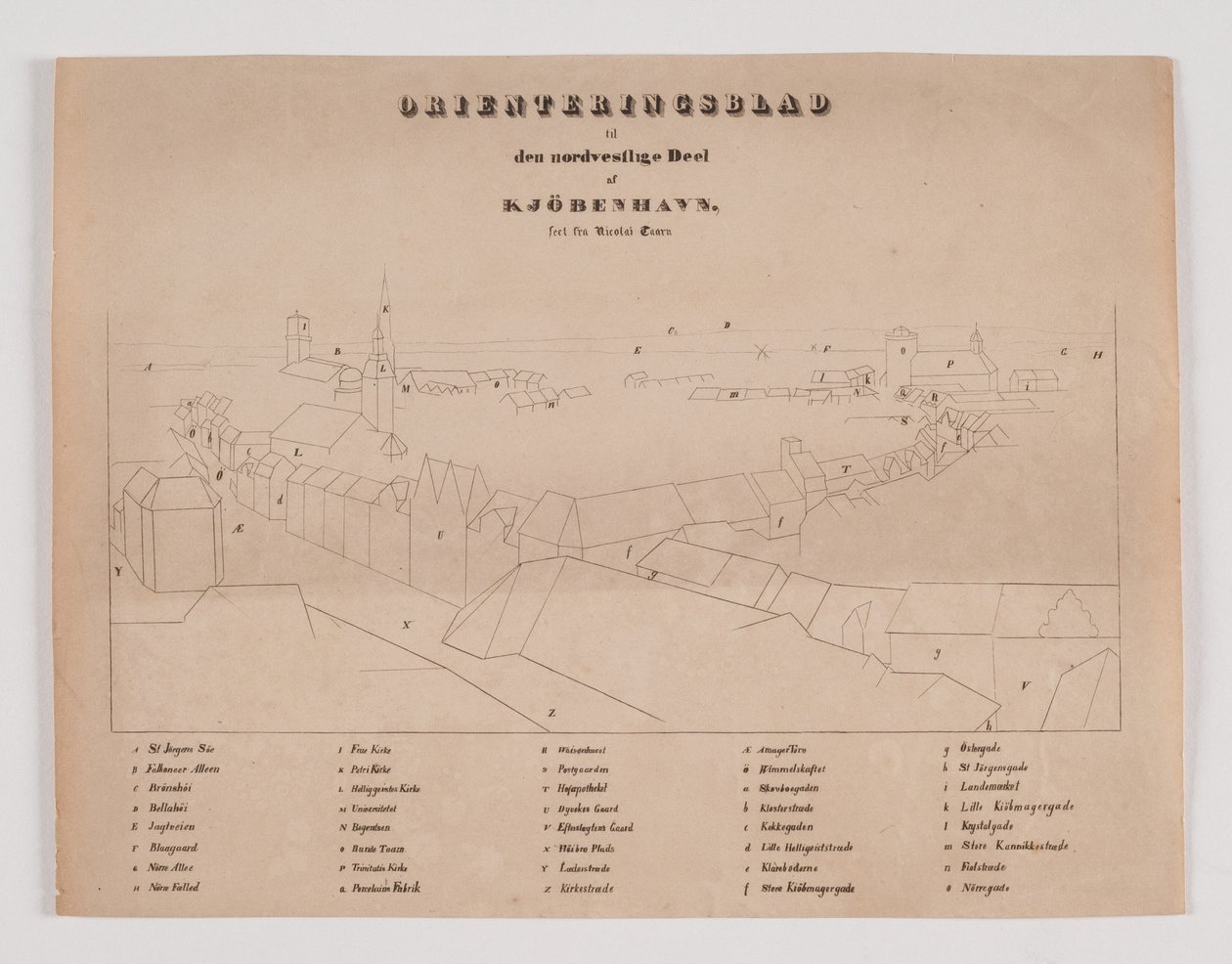 Copenhagen Seen from Nikolaj Tower, Orientation Sheet to the Northwest Part by Søren Henrik Petersen