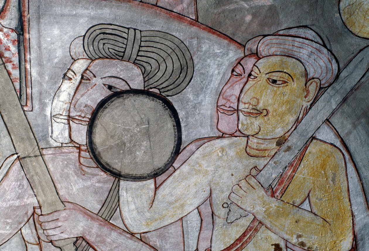 Fresco depicting army accompanying King of Ceylon, Golden Temple of Dambulla (Unesco World Heritage Site) by Sri Lankan School