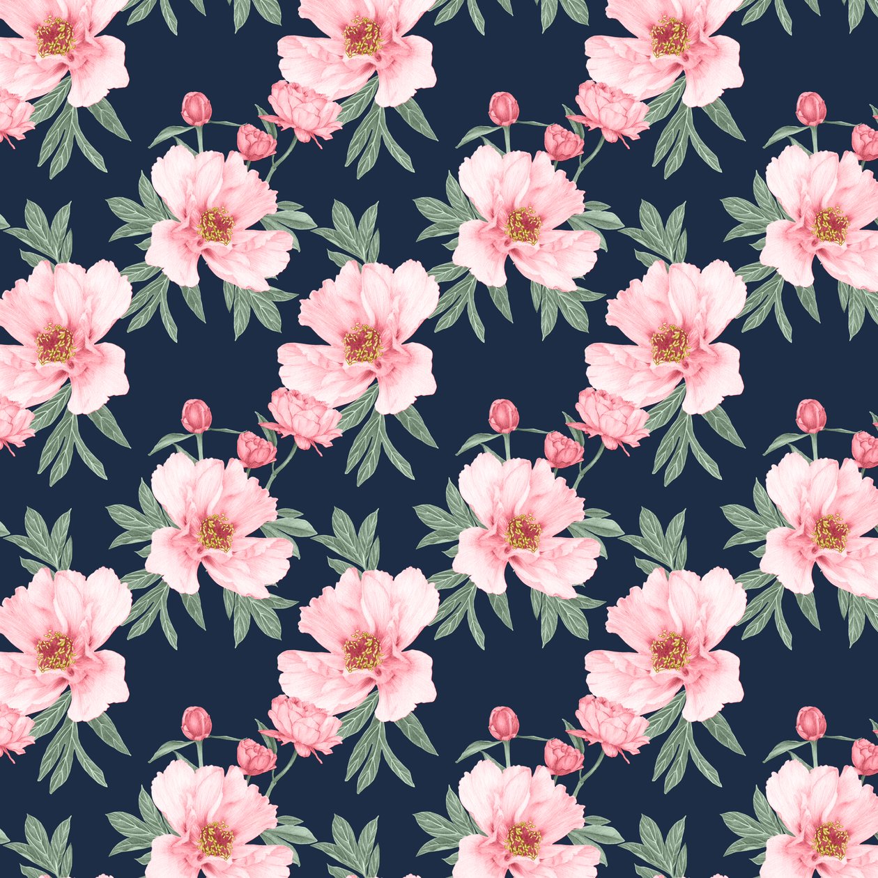 Peony Pattern Dark by Stacy Hsu