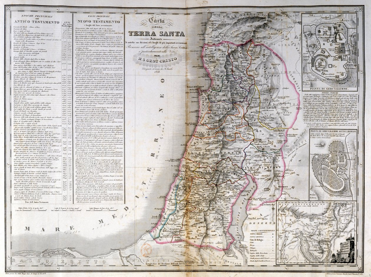 Map of Palestine also showing the boundaries of each tribe. A. Stucchi by Stanislao Stucchi