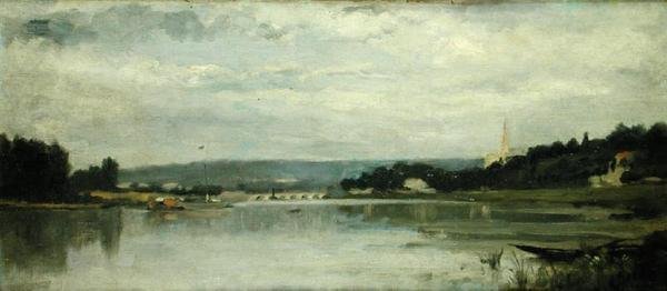 On the banks of the Seine at Saint-Cloud by Stanislas Victor Edouard Lepine