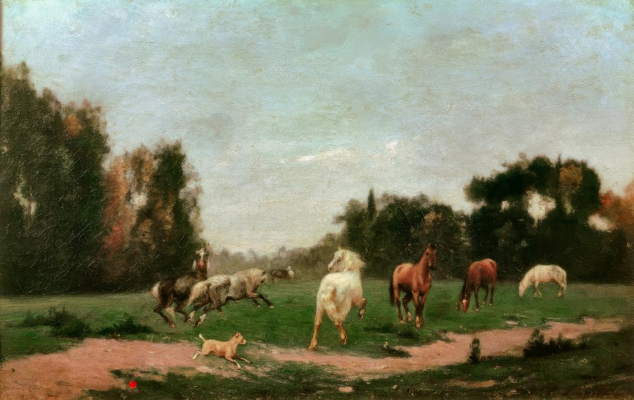 Horses Frolicking in the Meadow by Stanislas Lepine