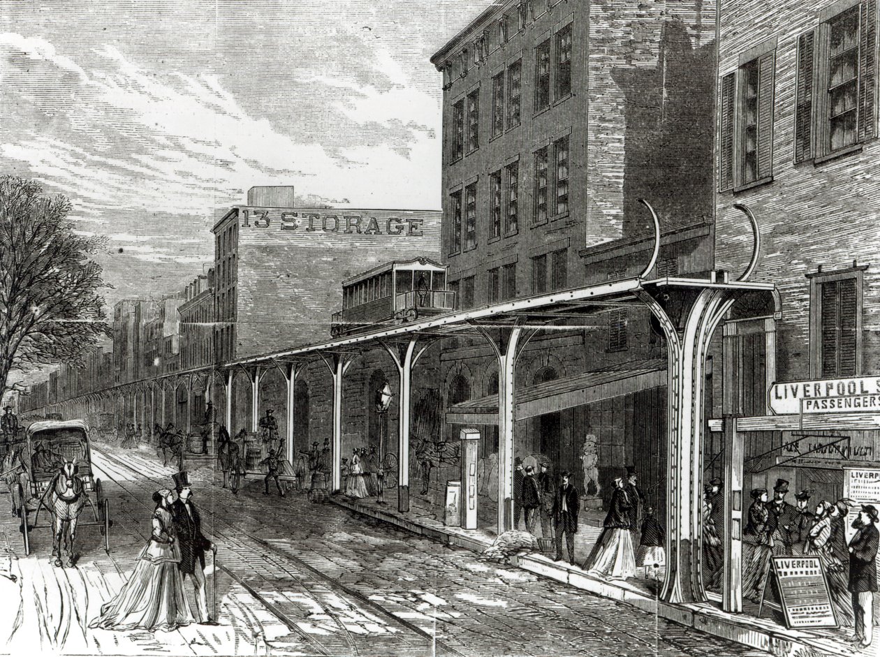 Elevated Railway in Greenwich Street, New York by Stanley Fox