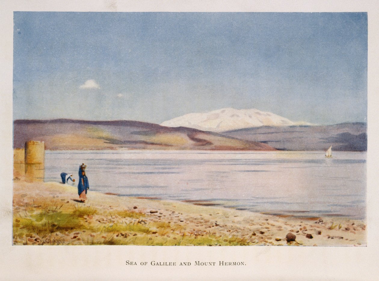 Sea of Galilee towards Mount Hermon, Palestine 1906 by Stanley Inchbold