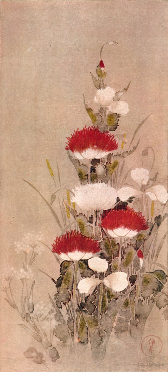 Poppies, Wheat, and Natane Flowers by Sôtatsu