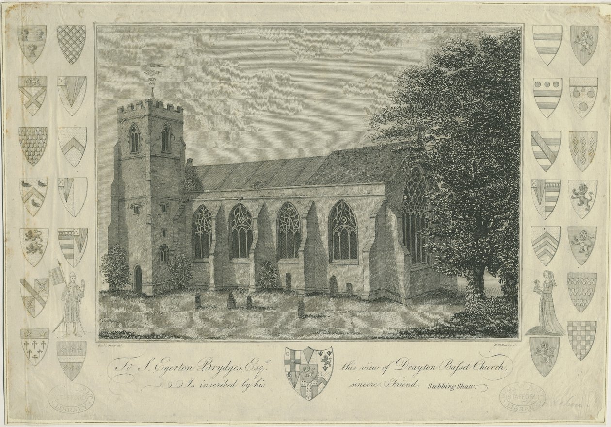 Drayton Bassett Church (engraving) by Stebbing Shaw