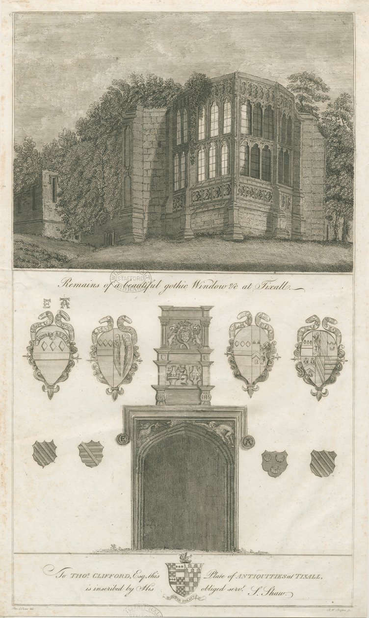 Tixall Hall - Gothic Window and Heraldic Antiquities by Stebbing Shaw