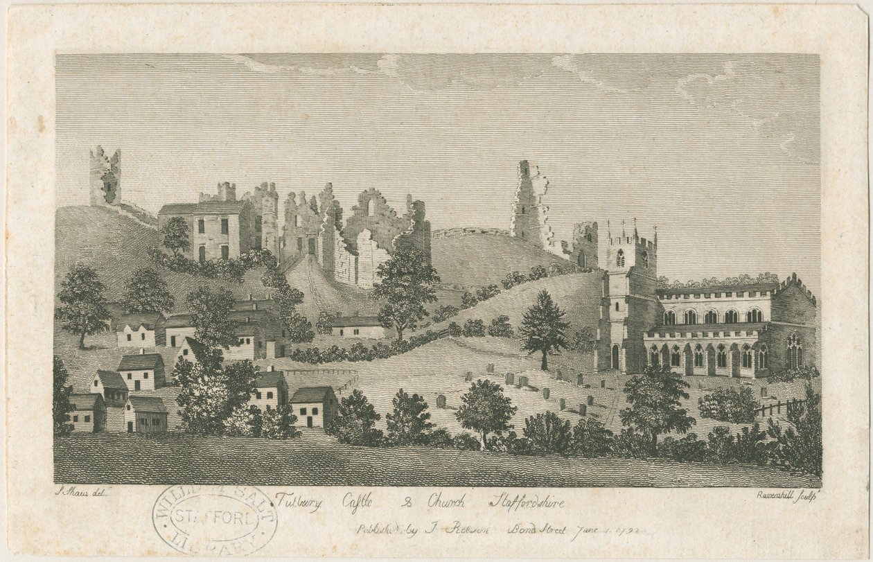 Tutbury Castle and Church - South East View by Stebbing Shaw