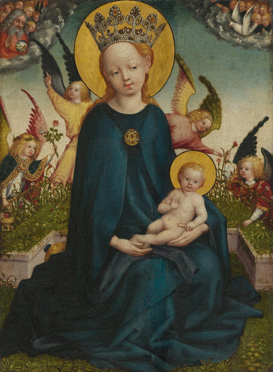 Mary with the Christ Child before the Turf Bench by Stefan Lochner