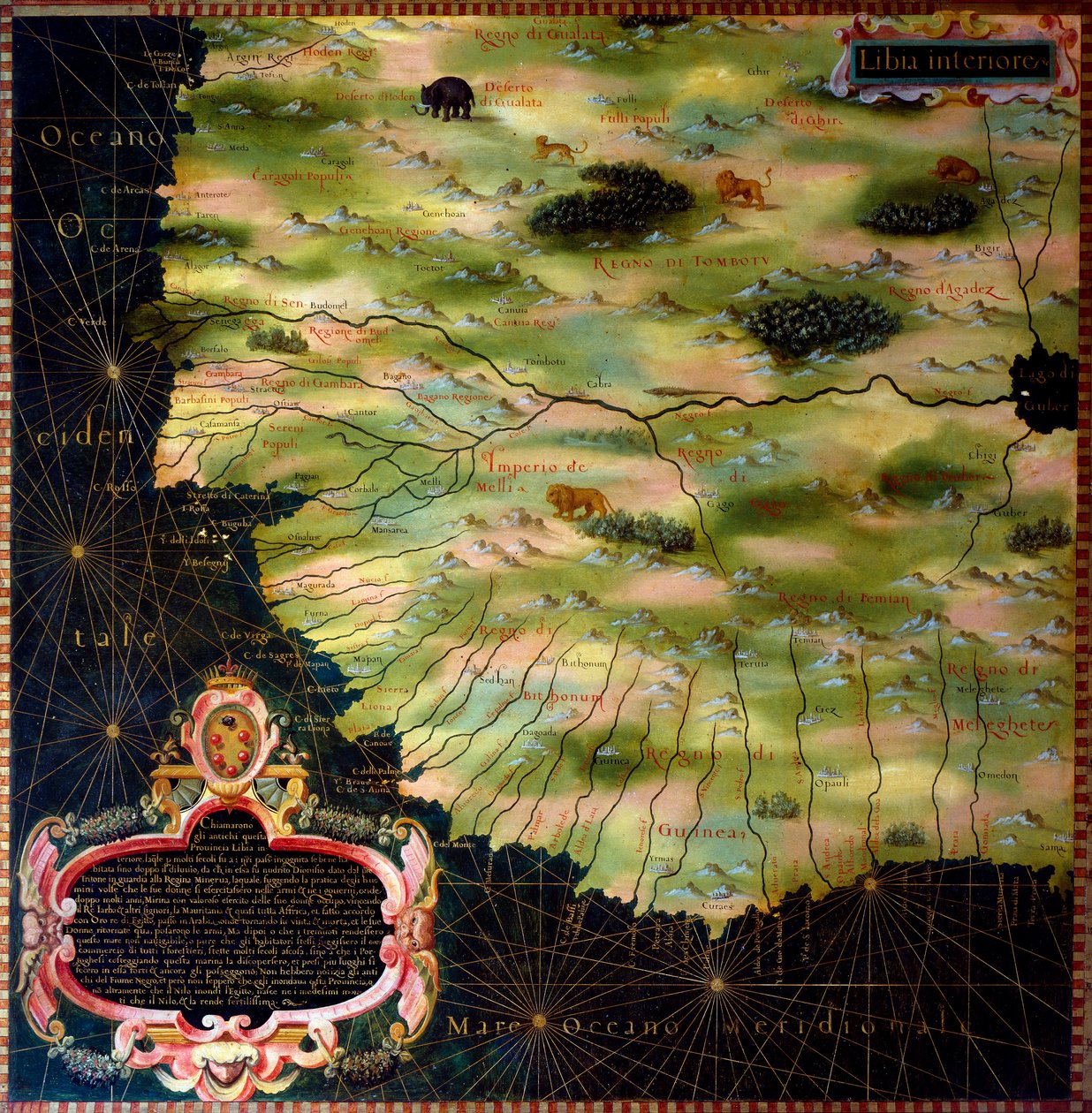 Map of Western African Coasts by Stefano Bonsignori, 1581 by Stefano Buonsignori