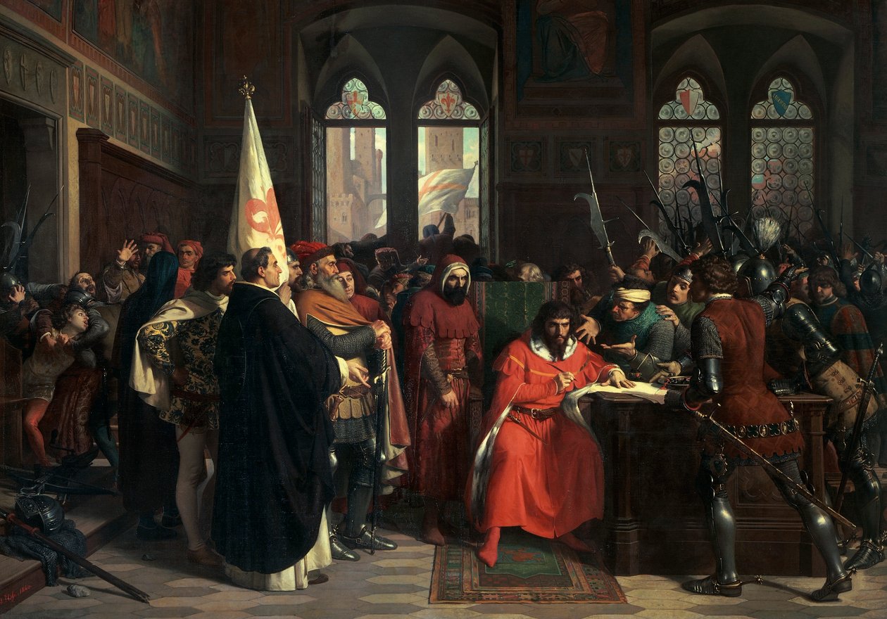 The Expulsion of Gautier VI of Brienne, Duke of Athens in 1343 by Stefano Ussi
