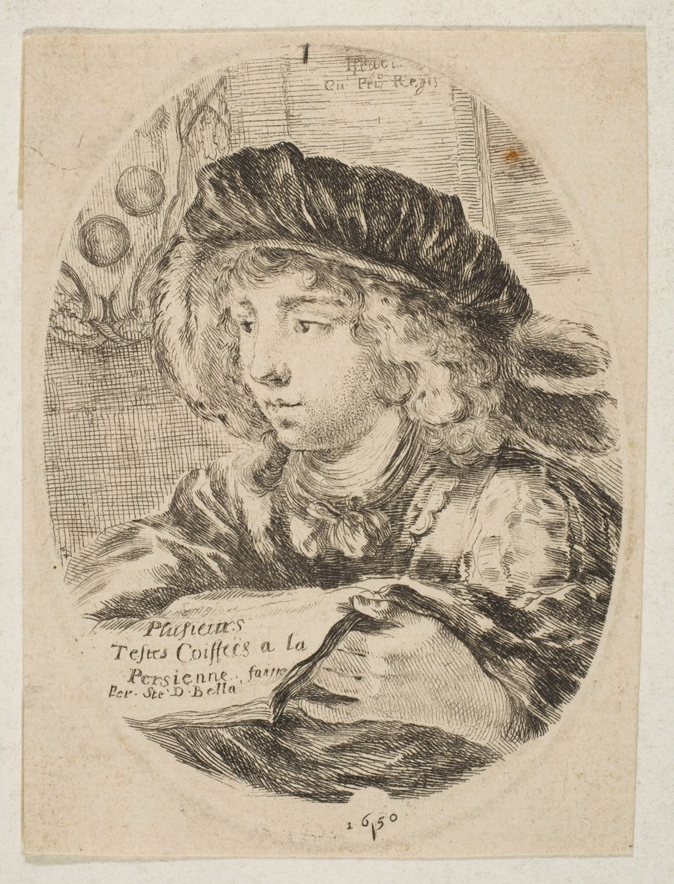A Bust of a Young Man Wearing a Cap with Feathers (detail) by Stefano della Bella