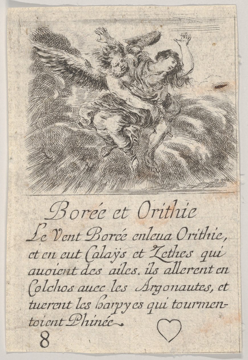 Boreas and Orithyia, from Game of Mythology by Stefano della Bella
