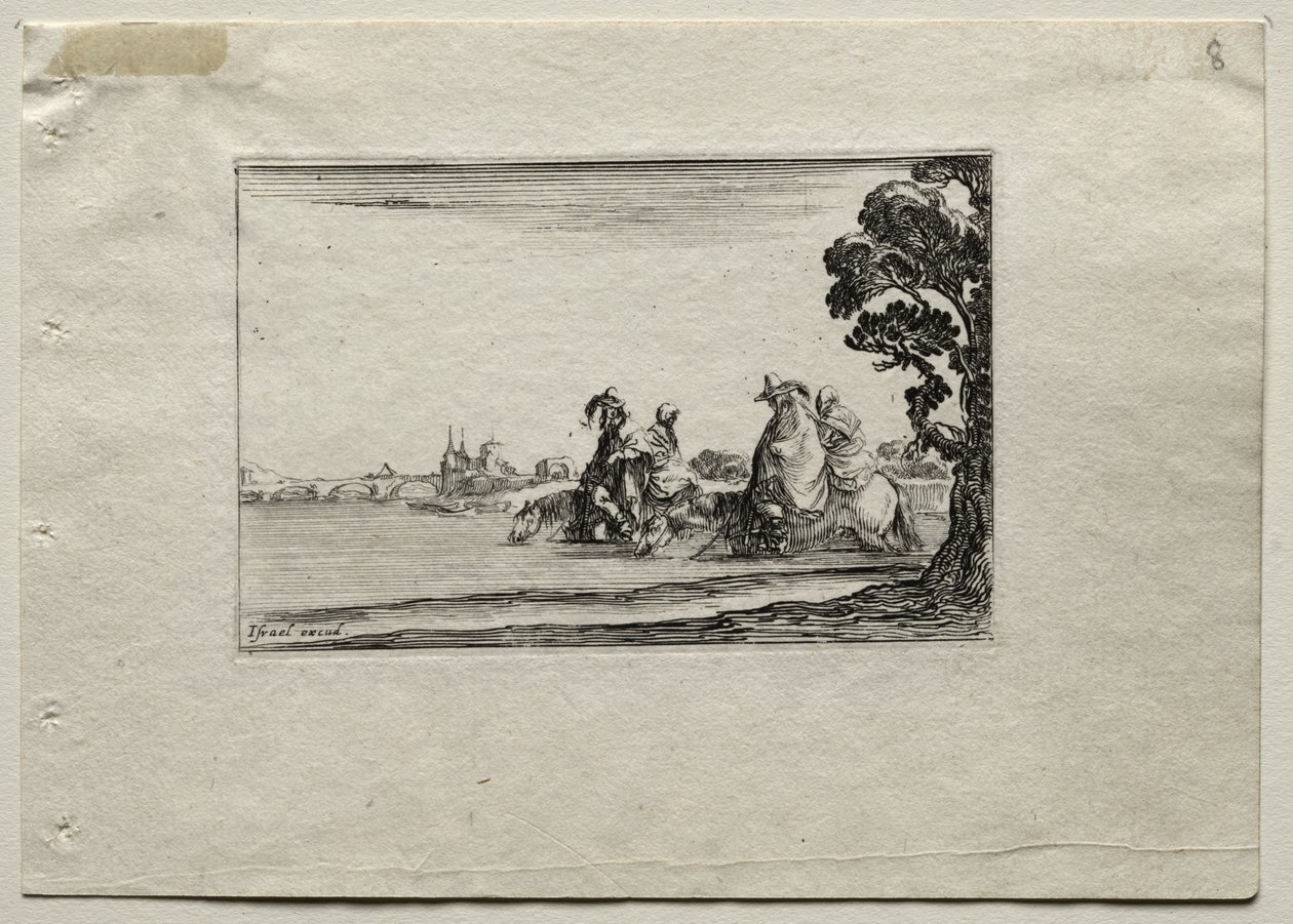 Caprices: Cavaliers Watering their Horses in a River by Stefano della Bella