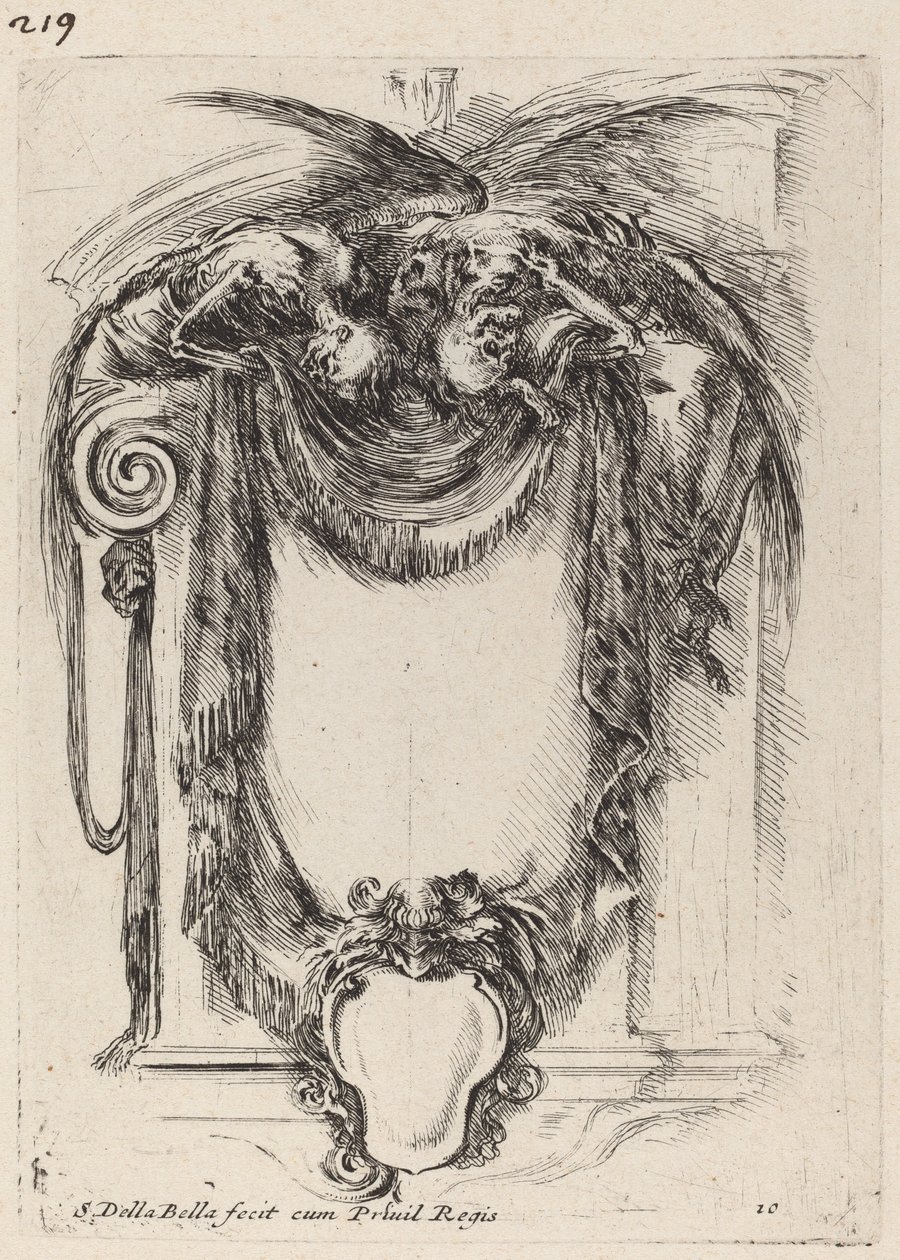 Cartouche Suspended from Corpses by Stefano della Bella