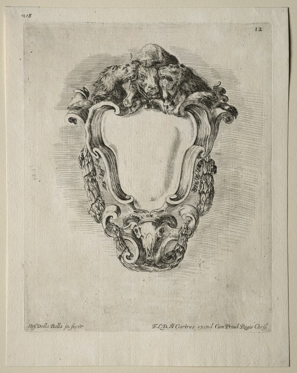 Collection of Various Caprices and New Designs of Cartouches and Ornaments: No 12 by Stefano della Bella