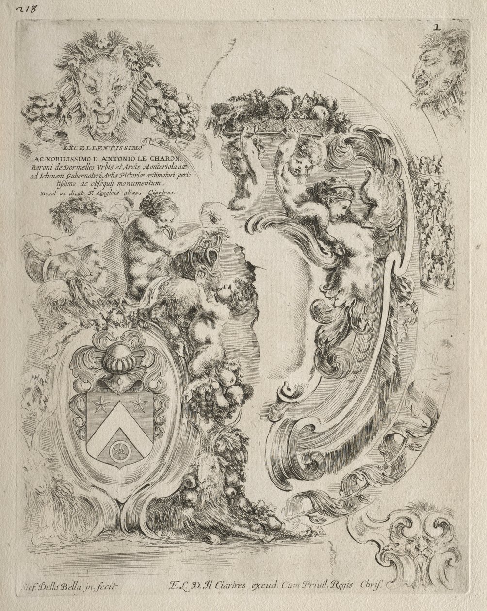 Collection of Various Caprices and New Designs of Cartouches and Ornaments: No. 2, Dedication Page by Stefano della Bella